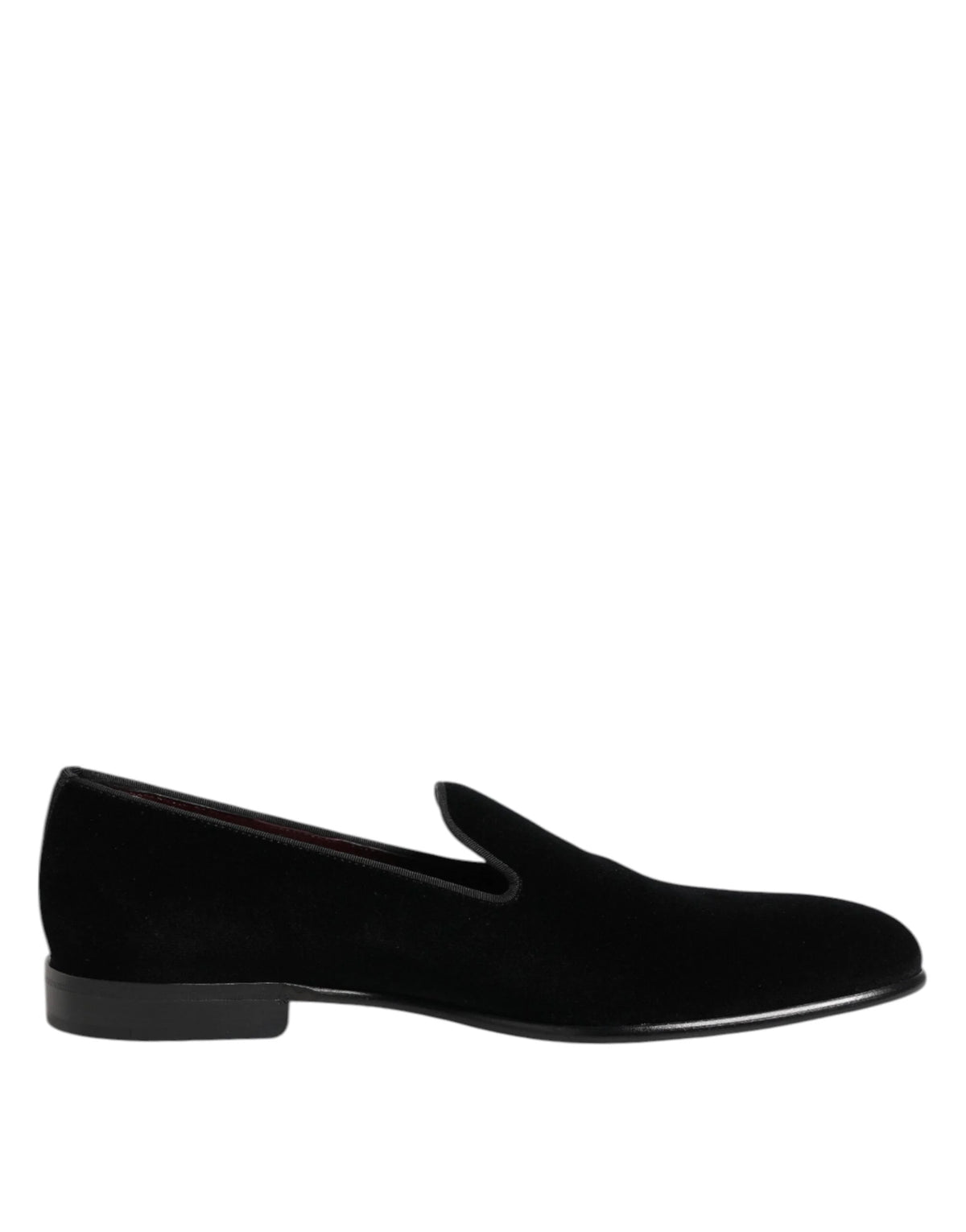 Dolce & Gabbana Black Velvet Slip On Loafers Men Formal Shoes - Flats