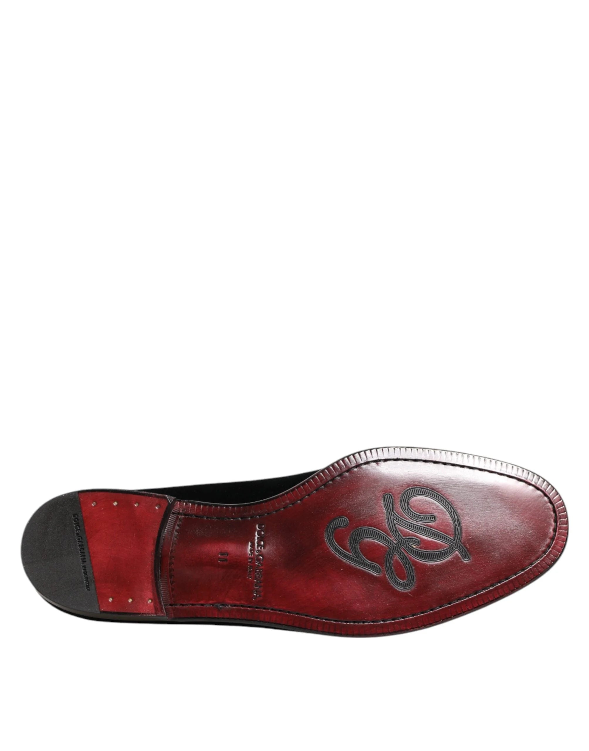 Dolce & Gabbana Black Velvet Slip On Loafers Men Formal Shoes - Flats
