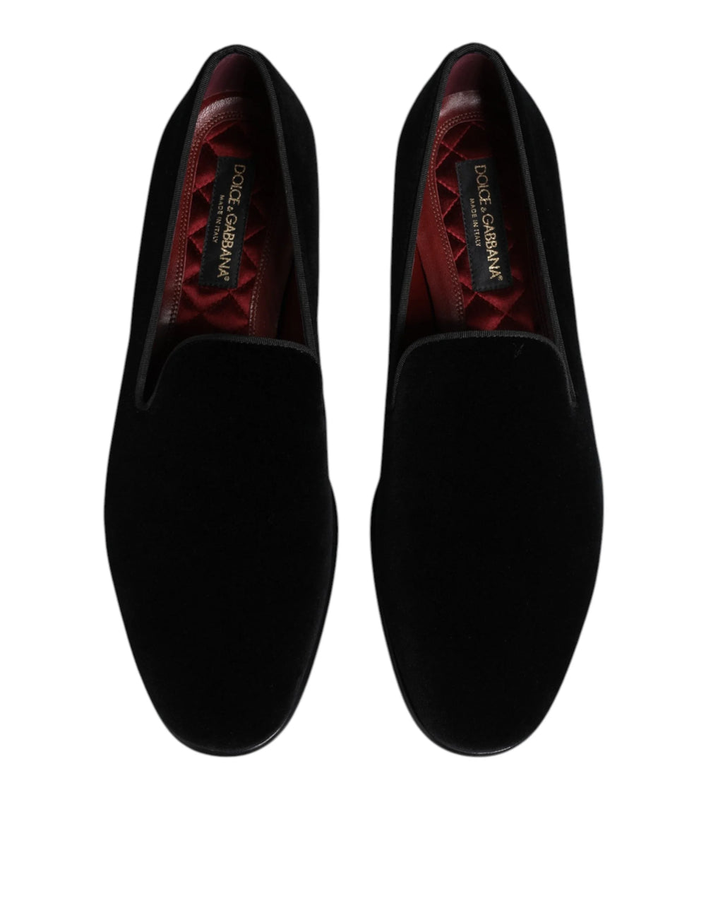Dolce & Gabbana Black Velvet Slip On Loafers Men Formal Shoes - Flats