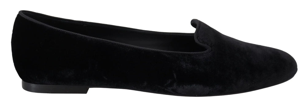 Dolce & Gabbana Black Velvet Slip Ons Loafers Flats Shoes - EU35/US4.5 - Flats