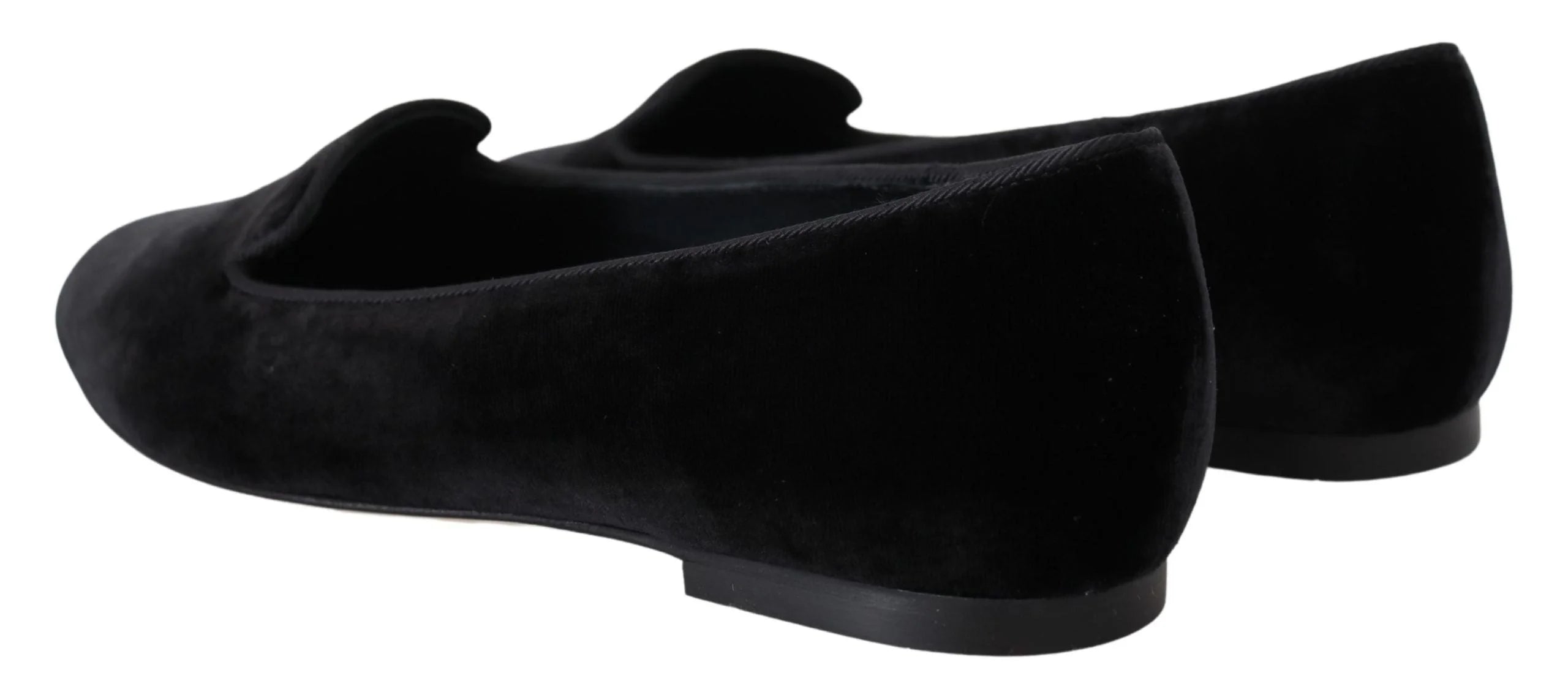 Dolce & Gabbana Black Velvet Slip Ons Loafers Flats Shoes - EU35/US4.5 - Flats