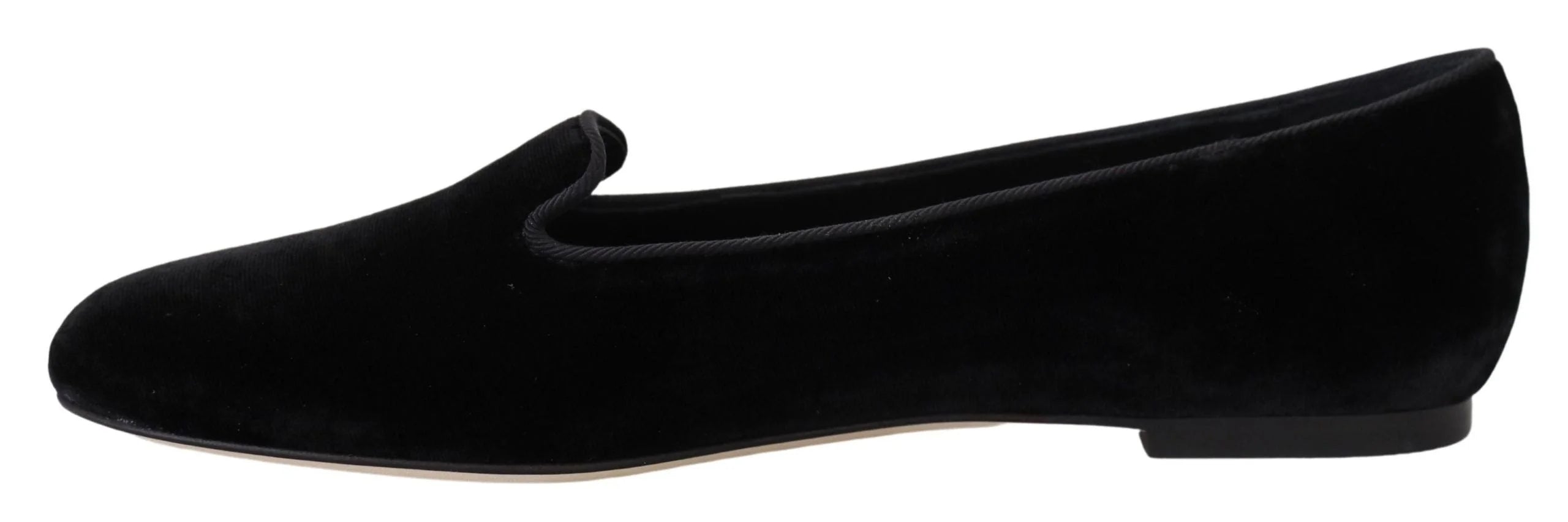 Dolce & Gabbana Black Velvet Slip Ons Loafers Flats Shoes - EU35/US4.5 - Flats