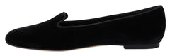 Dolce & Gabbana Black Velvet Slip Ons Loafers Flats Shoes - EU35/US4.5 - Flats