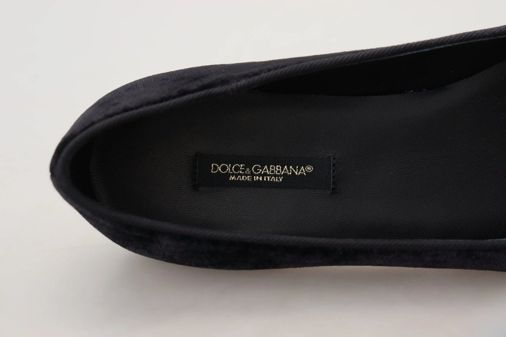 Dolce & Gabbana Black Velvet Slip Ons Loafers Flats Shoes - EU35/US4.5 - Flats