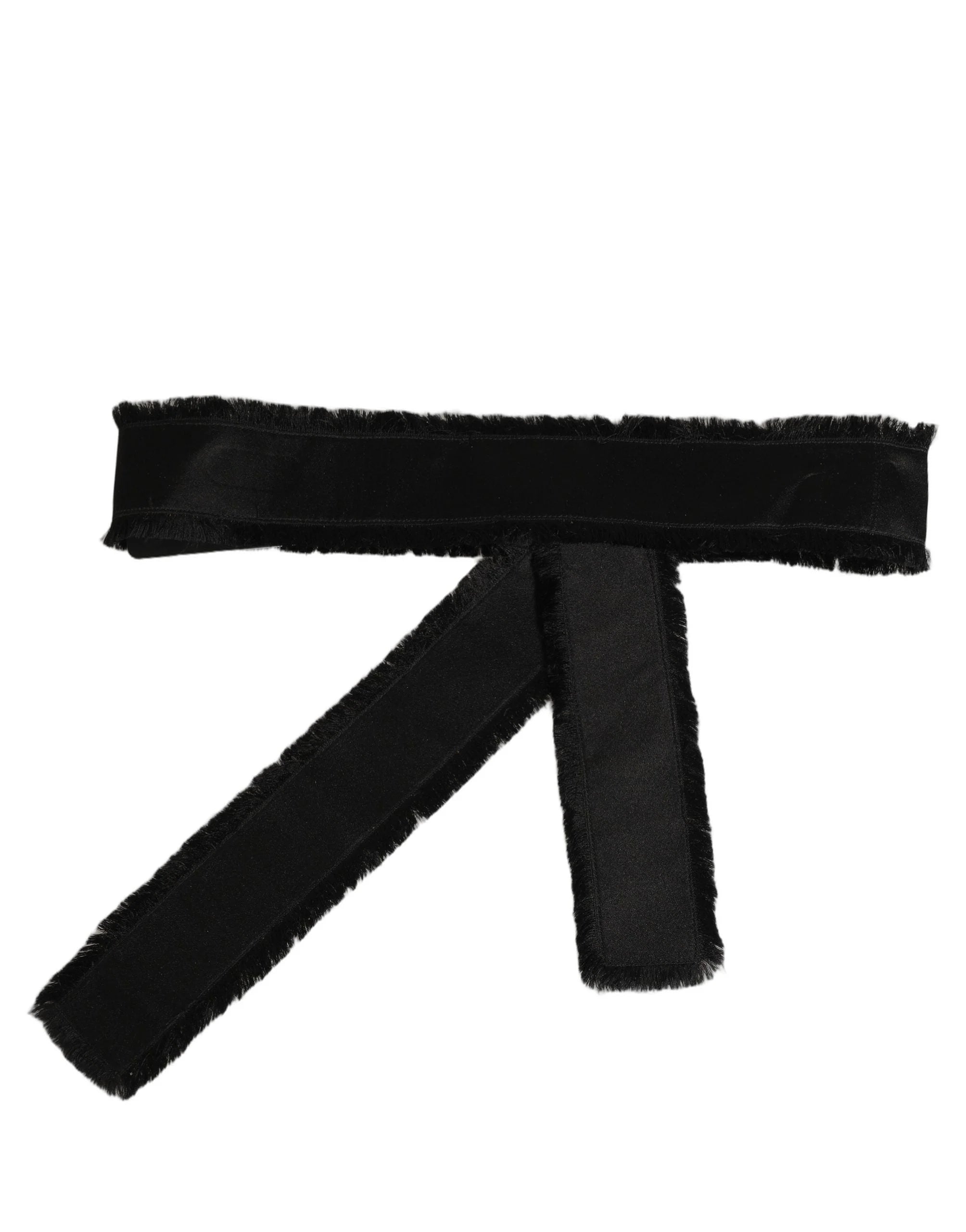 Dolce & Gabbana Black Velvet Wrap Around Tie Cintura Belt - IT40|S