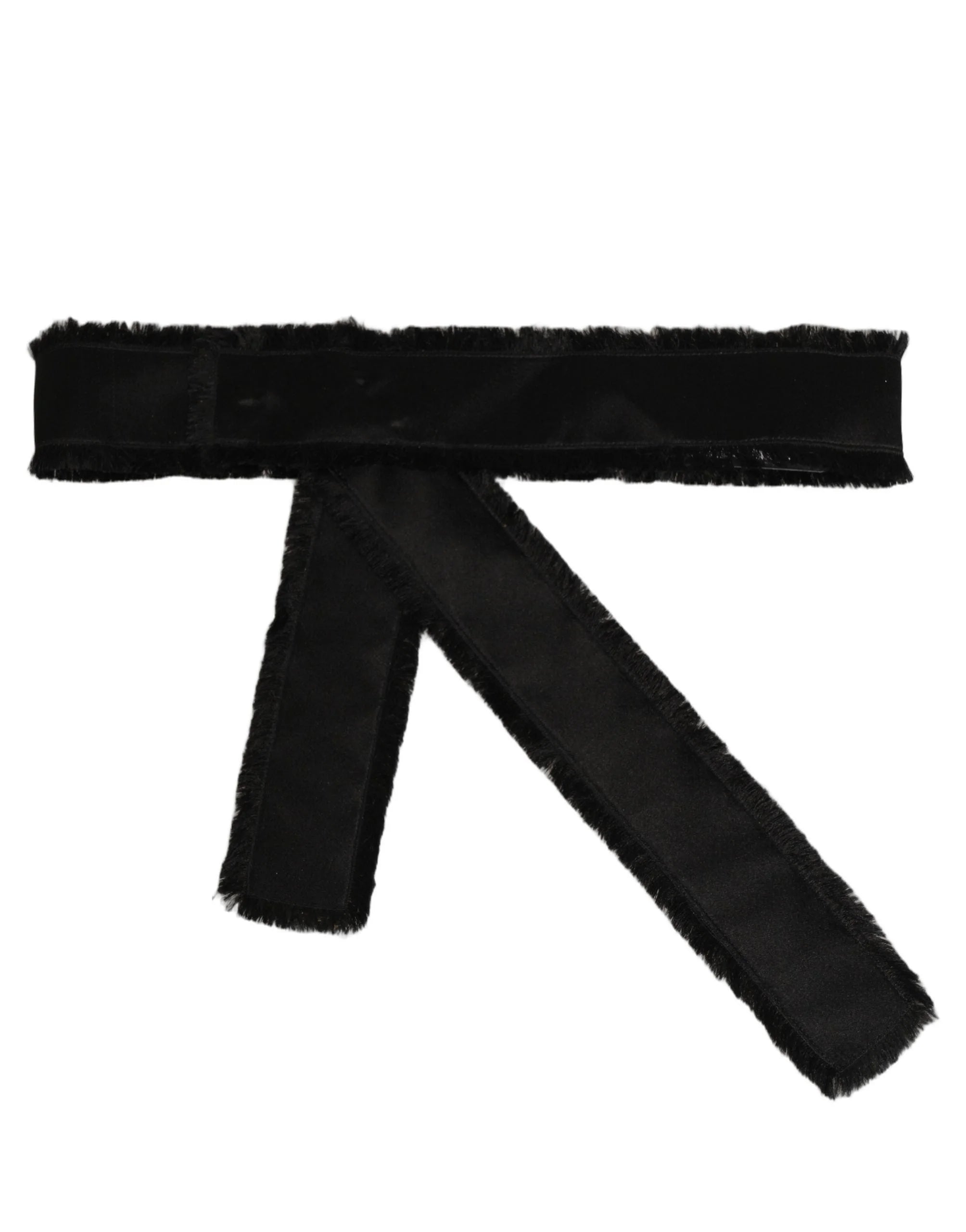 Dolce & Gabbana Black Velvet Wrap Around Tie Cintura Belt - IT40|S