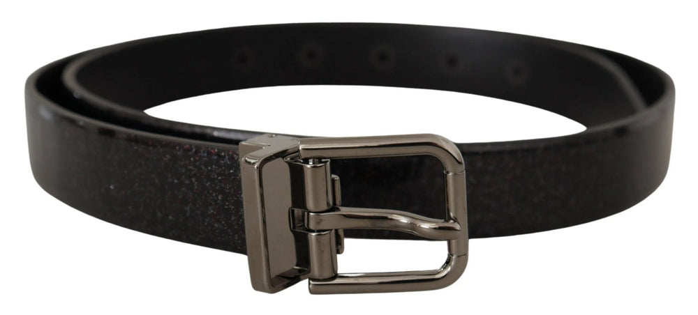 Dolce & Gabbana Black Vernice Puntinata Leather Silver Tone Metal Belt - 90 cm / 36 Inches - Belts