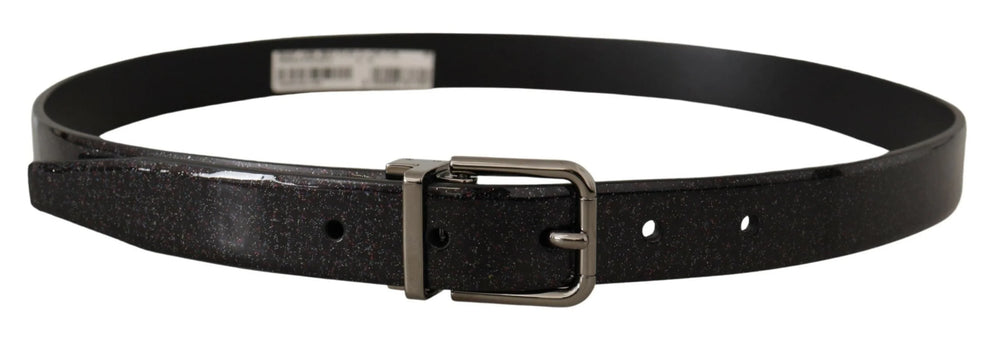 Dolce & Gabbana Black Vernice Puntinata Leather Silver Tone Metal Belt - 90 cm / 36 Inches - Belts