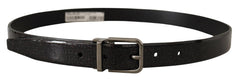 Dolce & Gabbana Black Vernice Puntinata Leather Silver Tone Metal Belt - 90 cm / 36 Inches - Belts