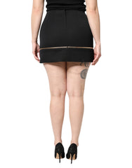 Dolce & Gabbana Black Virgin Wool High Waisted Mini Skirt - Skirts