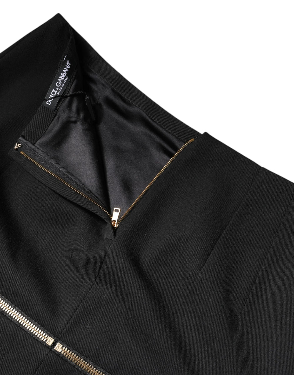 Dolce & Gabbana Black Virgin Wool High Waisted Mini Skirt - Skirts