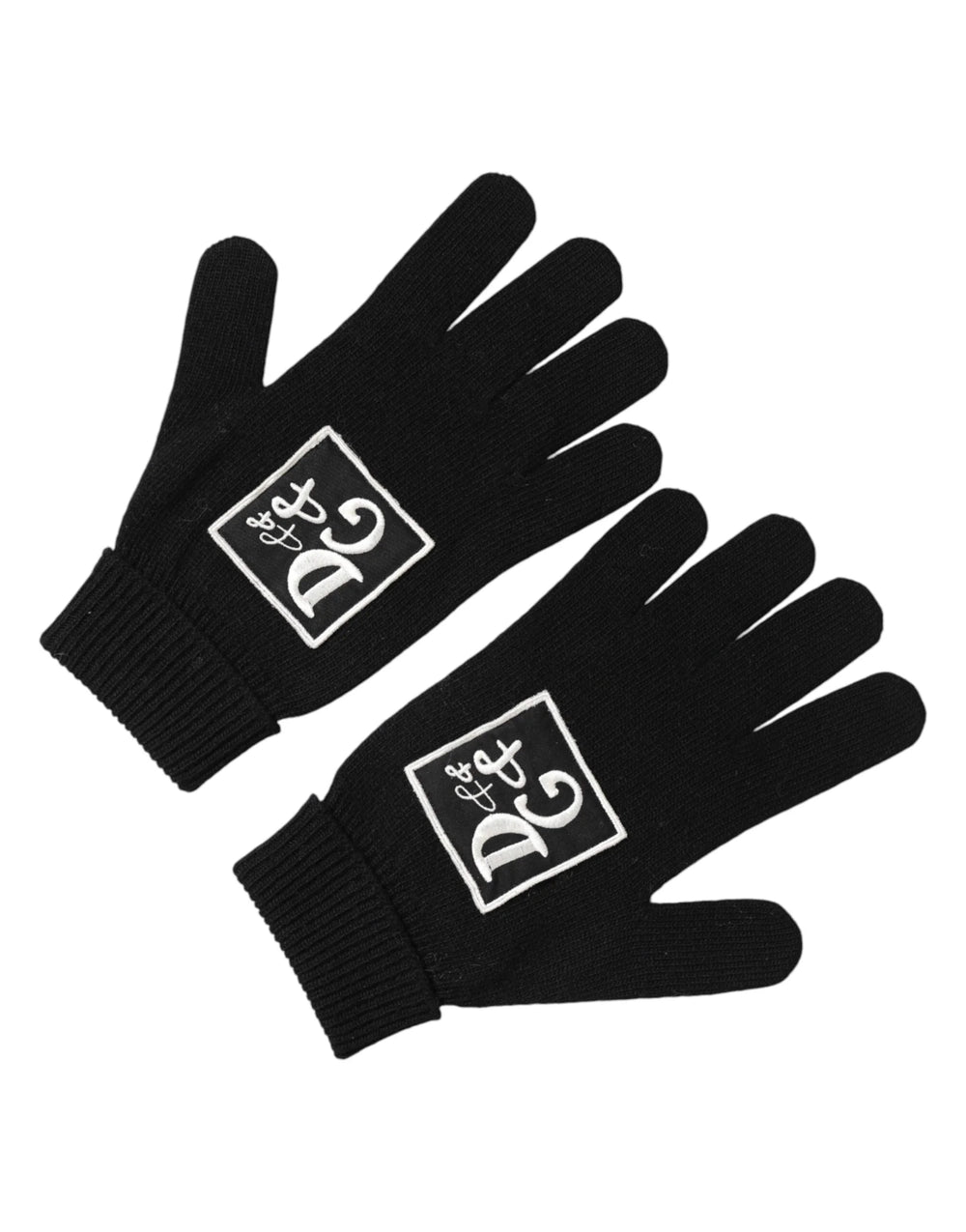 Dolce & Gabbana Black Virgin Wool Knit Hands Mitten Men Gloves - 9|M