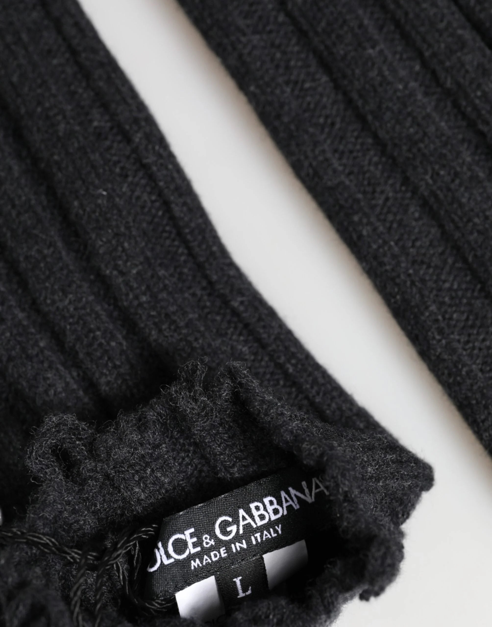 Dolce & Gabbana Black Virgin Wool Knitted Fingerless Gloves - Gloves & Mittens