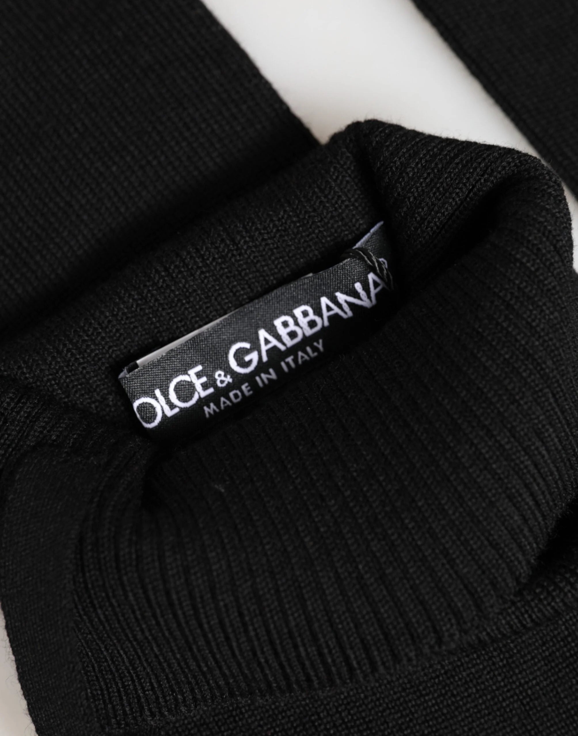 Dolce & Gabbana Black Virgin Wool Knitted Fingerless Men Gloves