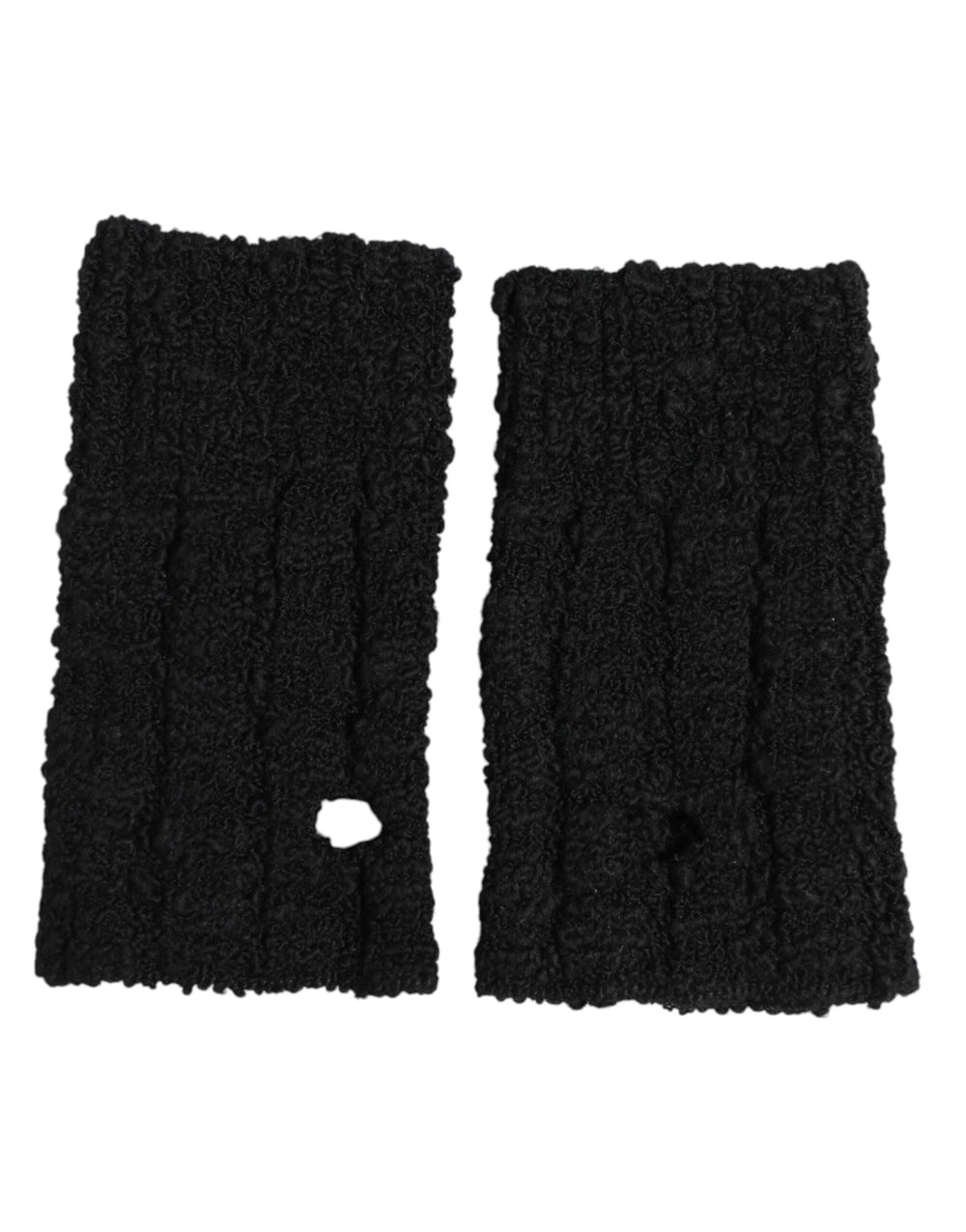 Dolce & Gabbana Black Virgin Wool Knitted Fingerless Men Gloves - 9|M