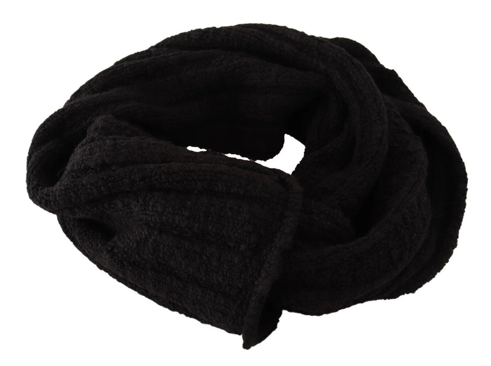 Dolce & Gabbana Black Virgin Wool Knitted Unisex Warmer Shawl Scarf - Scarves & Shawls