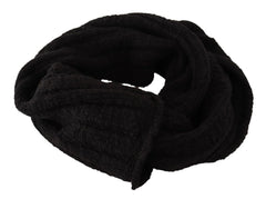 Dolce & Gabbana Black Virgin Wool Knitted Unisex Warmer Shawl Scarf - Scarves & Shawls