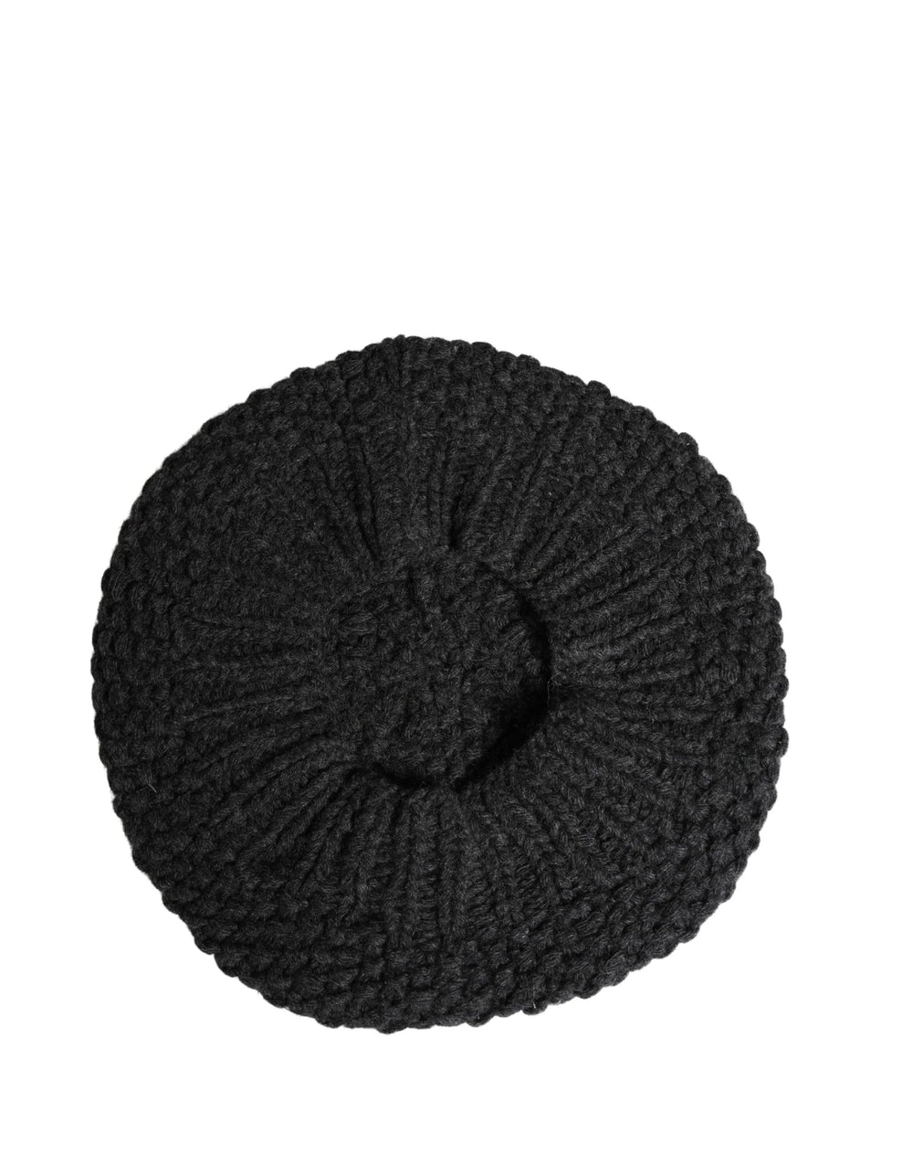 Dolce & Gabbana Black Virgin Wool Knitted Winter Beret Hat - Beanies
