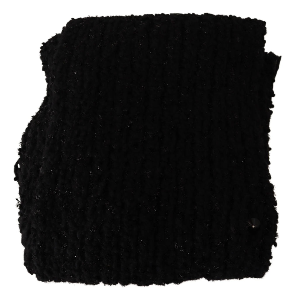 Vue arrière de l'écharpe en laine vierge et alpaga Dolce & Gabbana, démontrant une couverture complète et un motif de tricot raffiné.