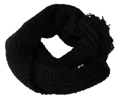 Dolce & Gabbana Black Virgin Wool Knitted Wrap Shawl Scarf - Scarves & Shawls