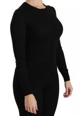 Dolce & Gabbana Black Virgin Wool Long Sleeve Top Blouse Top - IT42|M - Blouses