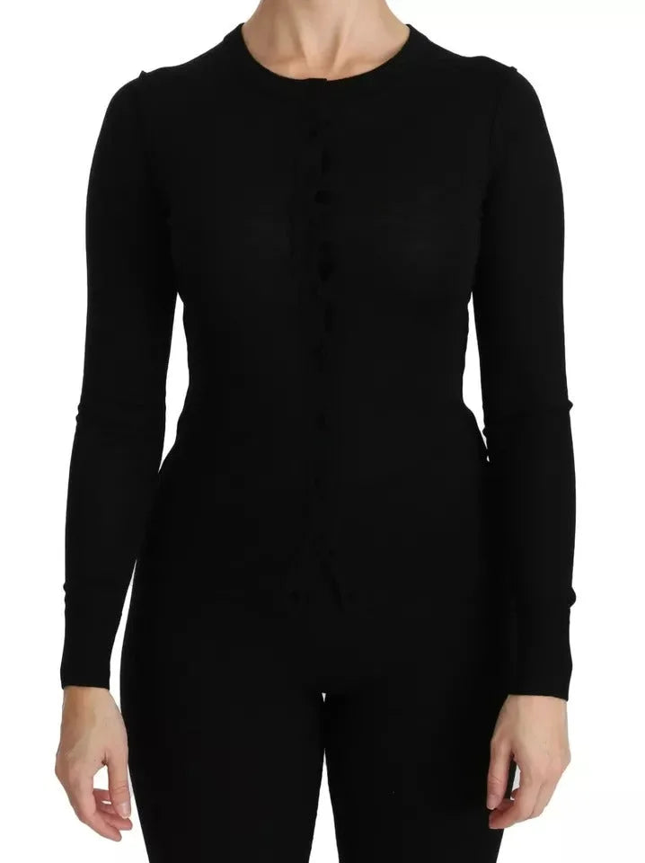 Dolce & Gabbana Black Virgin Wool Long Sleeve Top Blouse Top - IT42|M - Blouses