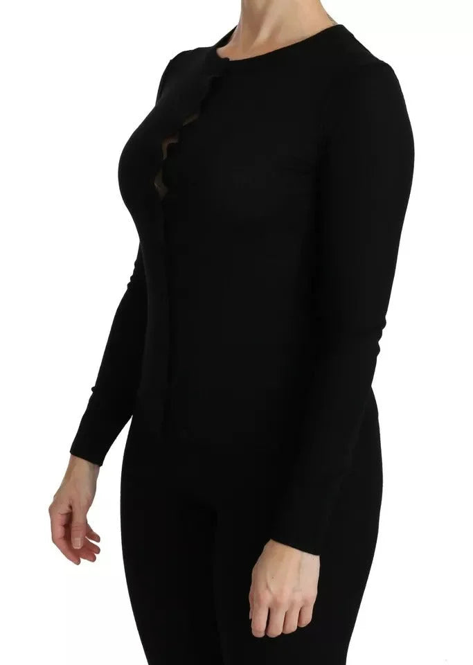 Dolce & Gabbana Black Virgin Wool Long Sleeve Top Blouse Top - IT42|M - Blouses