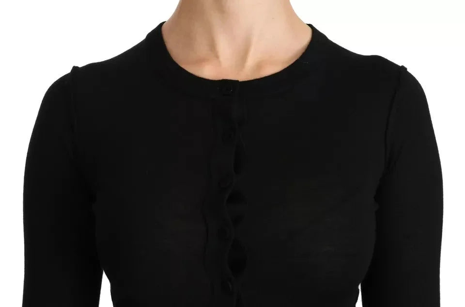 Dolce & Gabbana Black Virgin Wool Long Sleeve Top Blouse Top - IT42|M - Blouses