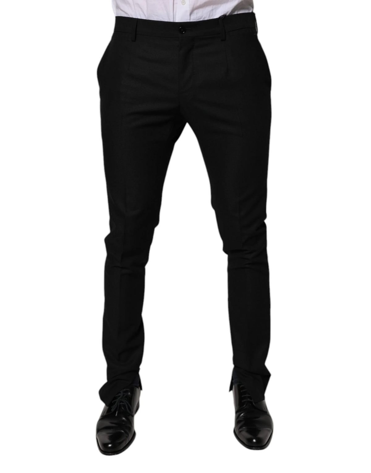 Dolce & Gabbana Black Virgin Wool MenSkinny Dress Formal Pants - IT50 | L - Trousers