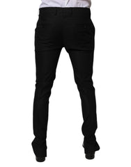 Dolce & Gabbana Black Virgin Wool MenSkinny Dress Formal Pants - IT50 | L - Trousers