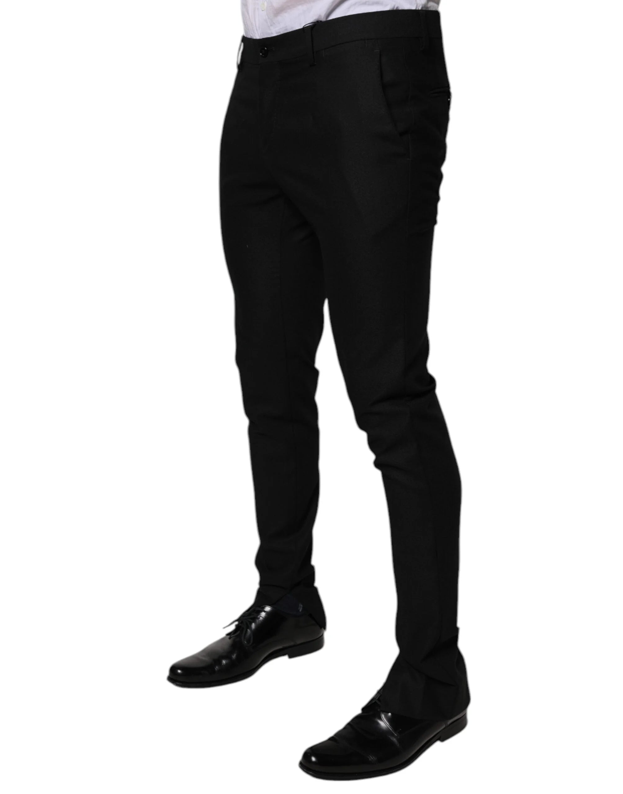 Dolce & Gabbana Black Virgin Wool MenSkinny Dress Formal Pants - IT50 | L - Trousers