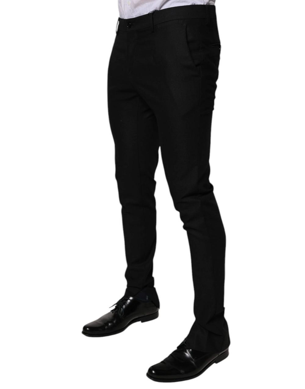 Dolce & Gabbana Black Virgin Wool MenSkinny Dress Formal Pants - IT50 | L - Trousers
