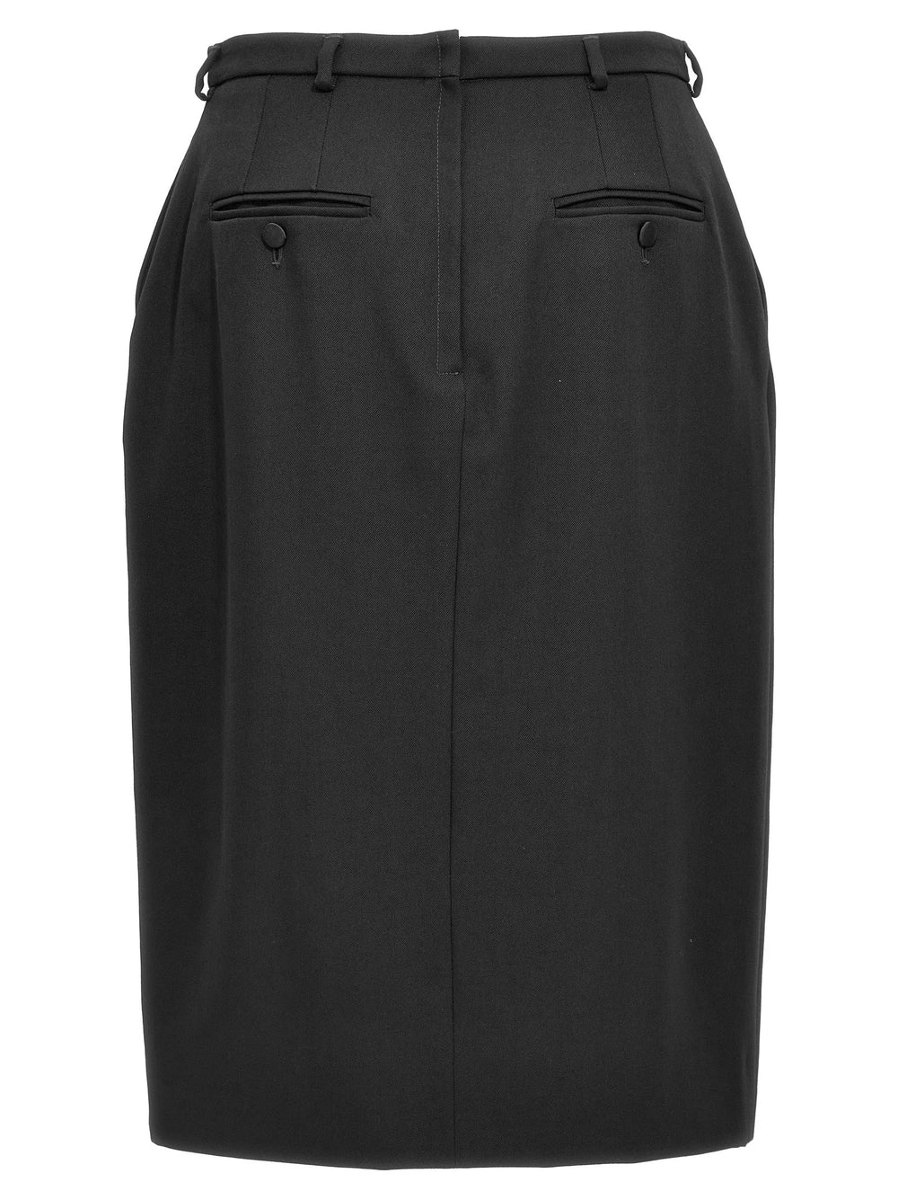 Dolce & Gabbana Black Virgin Wool Midi Skirt - IT46