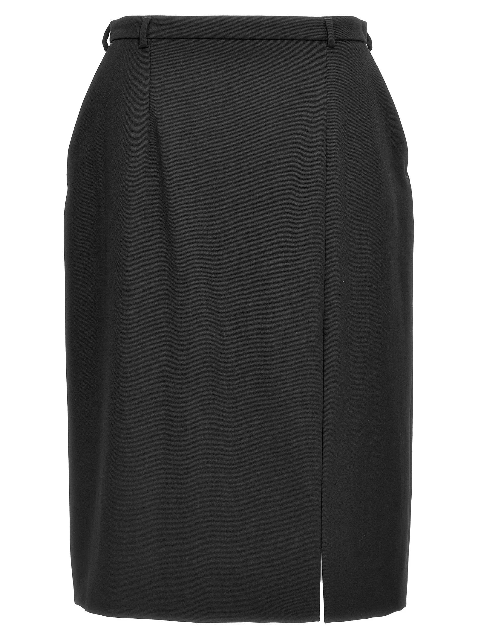 Dolce & Gabbana Black Virgin Wool Midi Skirt - IT46