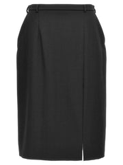 Dolce & Gabbana Black Virgin Wool Midi Skirt - IT46