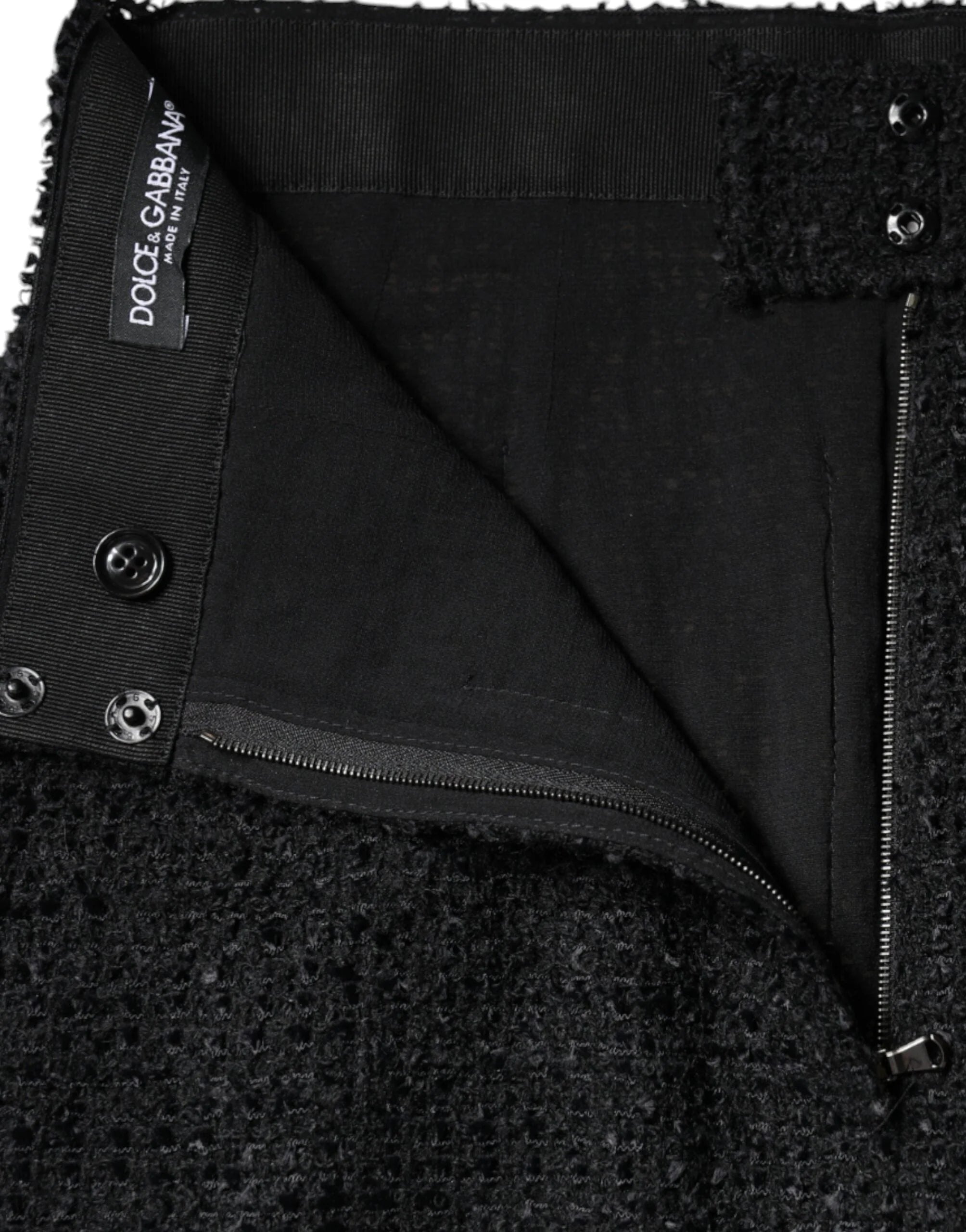 Dolce & Gabbana Black Virgin Wool Pencil Cut Midi Skirt - Skirts