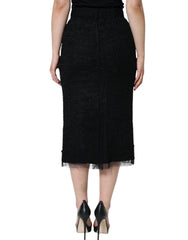 Dolce & Gabbana Black Virgin Wool Pencil Cut Midi Skirt - Skirts