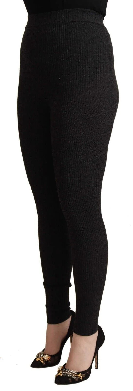 Dolce & Gabbana Black Virgin Wool Stretch Waist Tights Pants - IT40|S - Tights
