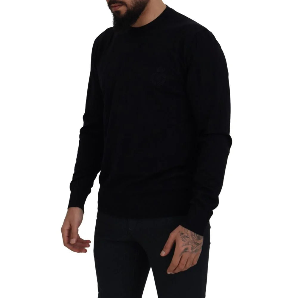 Dolce & Gabbana Black Virgin Wool Sweatshirt - IT54 | XL - Sweatshirts