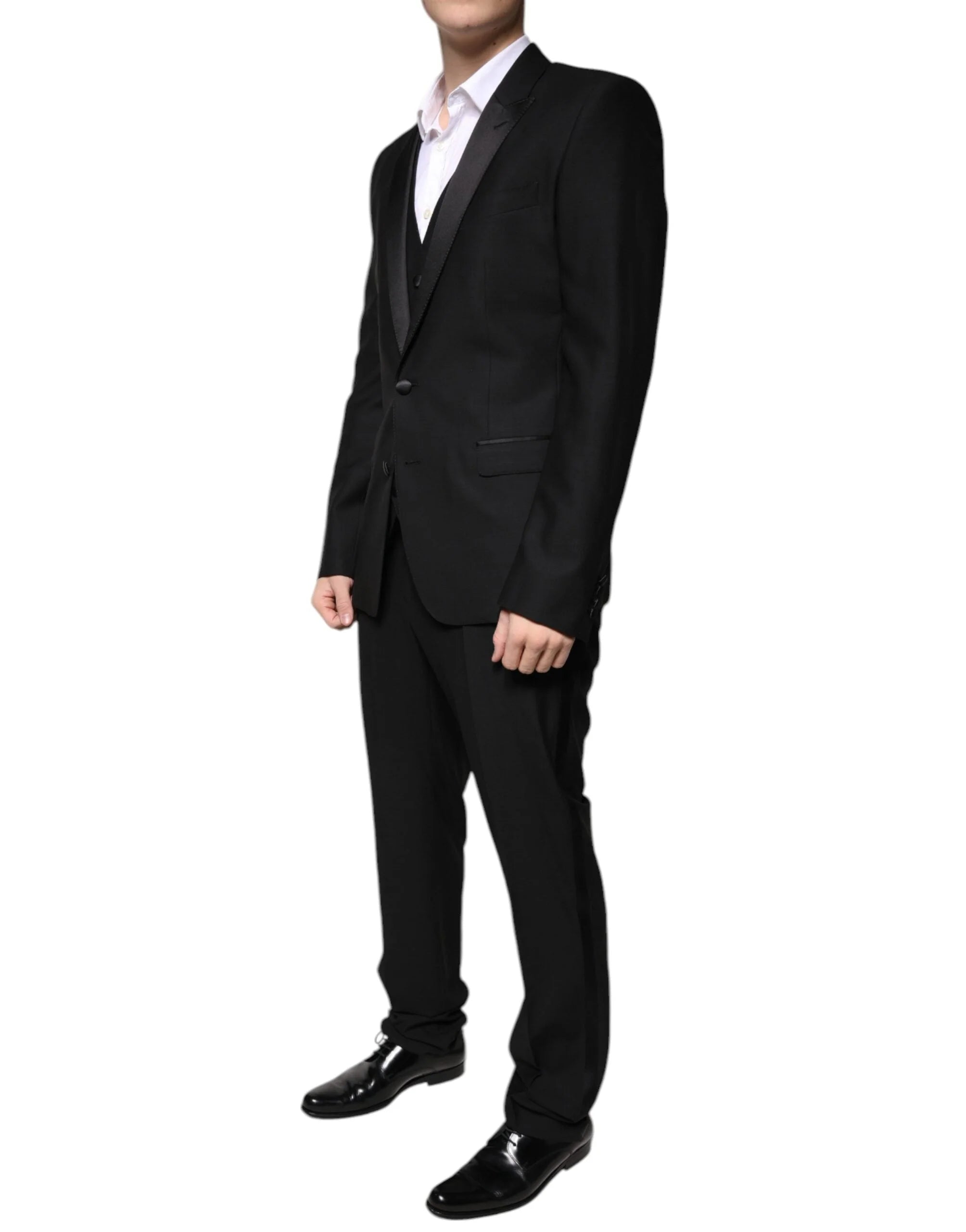 Dolce & Gabbana Black Virgin Wool Tuxedo - IT50 | L