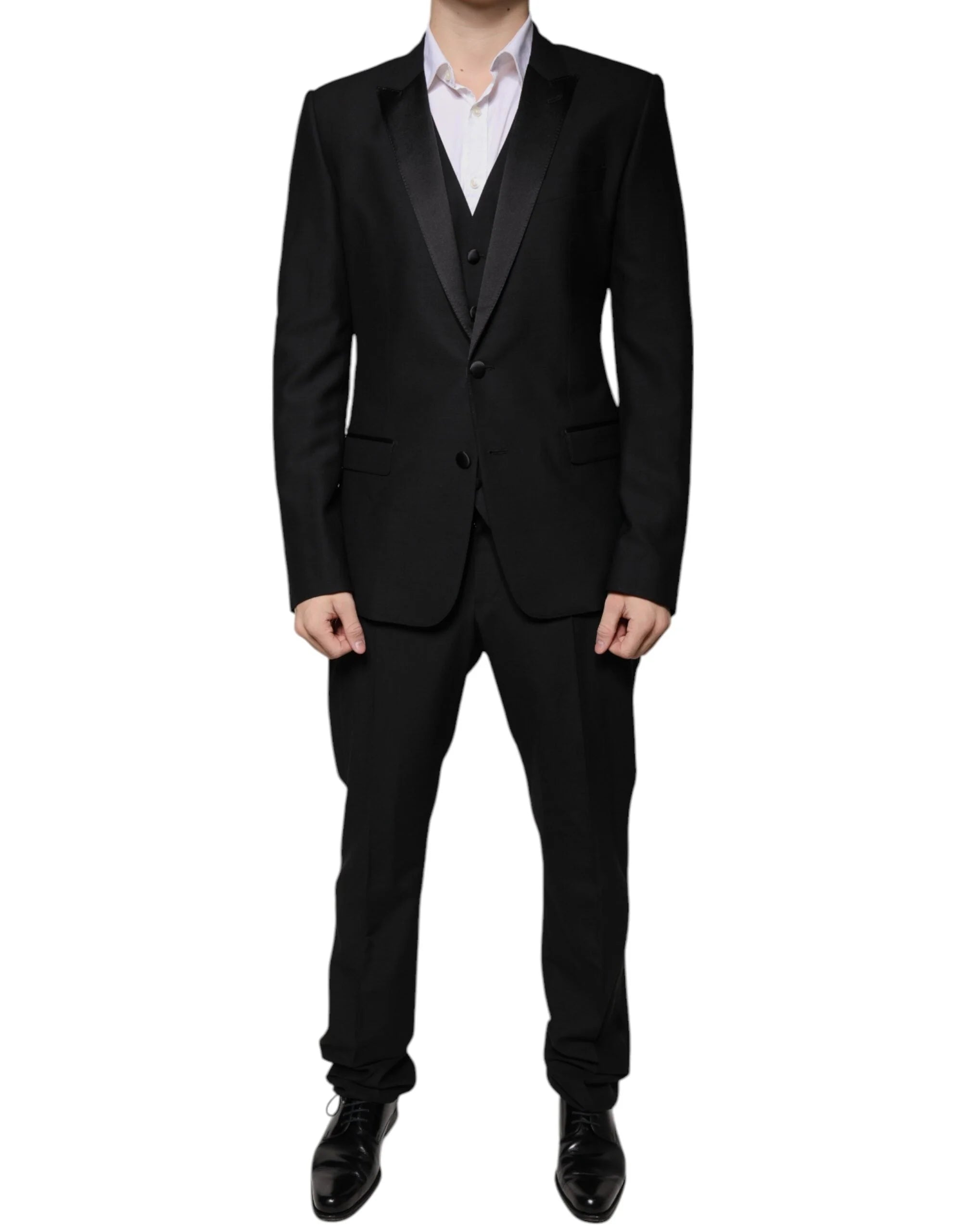 Dolce & Gabbana Black Virgin Wool Tuxedo - IT50 | L