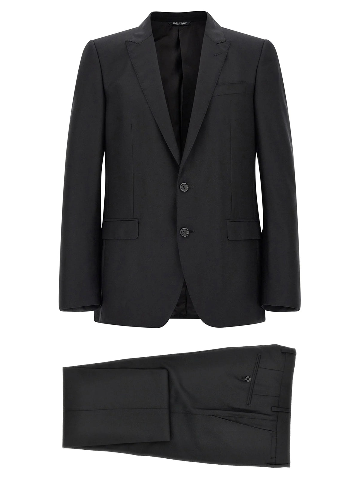 Dolce & Gabbana Black Virgin Wool Two-Piece Suit