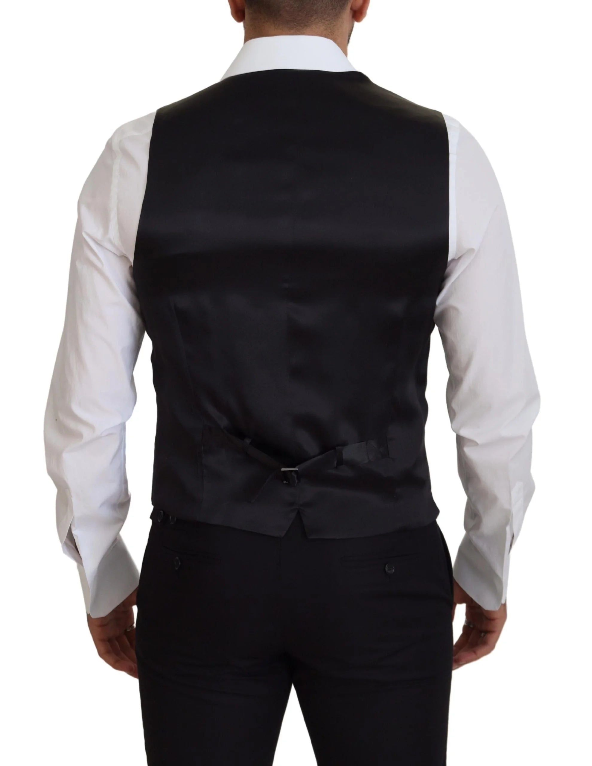 Dolce & Gabbana Black Virgin Wool Waistcoat Formal Dress Vest - IT50 | L - Vests