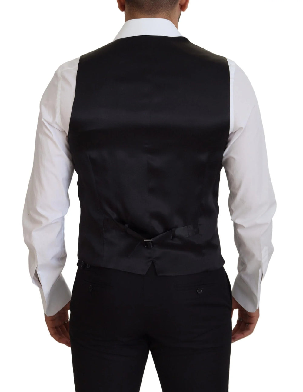 Dolce & Gabbana Black Virgin Wool Waistcoat Formal Dress Vest - IT50 | L - Vests