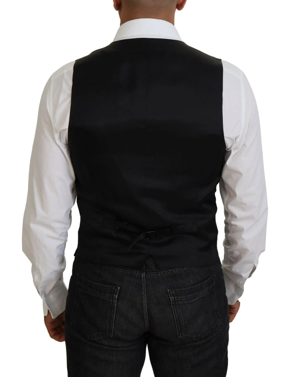 Dolce & Gabbana Black Virgin Wool Waistcoat Formal Vest - IT48 | M - Vests