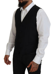 Dolce & Gabbana Black Virgin Wool Waistcoat Formal Vest - IT52 | L - Vests