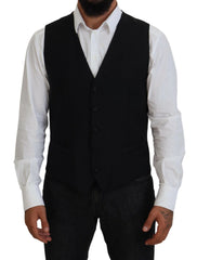 Dolce & Gabbana Black Virgin Wool Waistcoat Formal Vest - IT52 | L - Vests