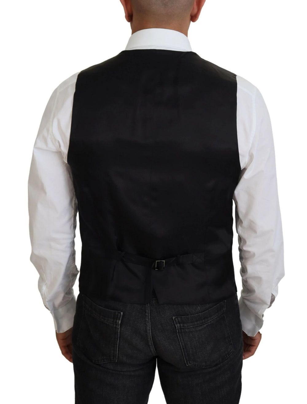 Dolce & Gabbana Black Virgin Wool Waistcoat Formal Vest - IT52 | L - Vests