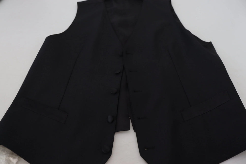 Dolce & Gabbana Black Virgin Wool Waistcoat Formal Vest - IT52 | L - Vests