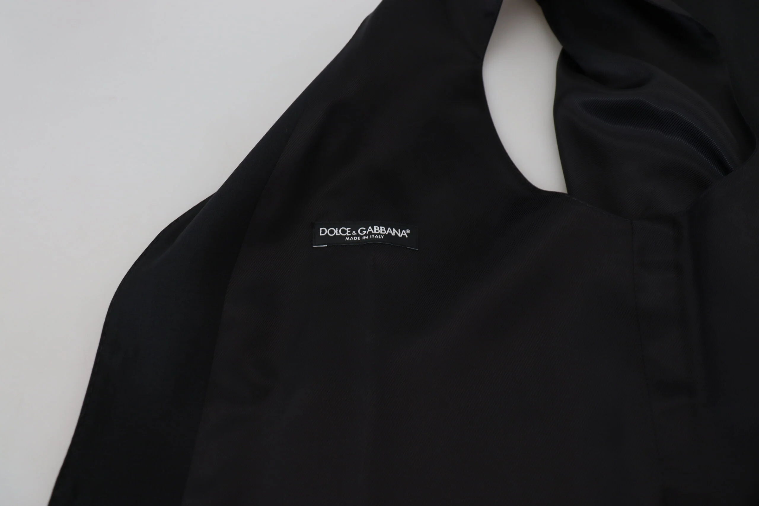 Dolce & Gabbana Black Virgin Wool Waistcoat Formal Vest - IT52 | L - Vests